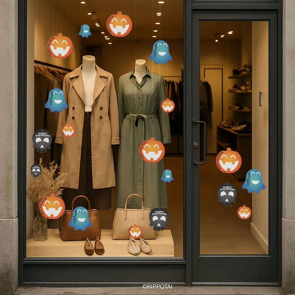Halloween window dressing with eco-friendly decorations