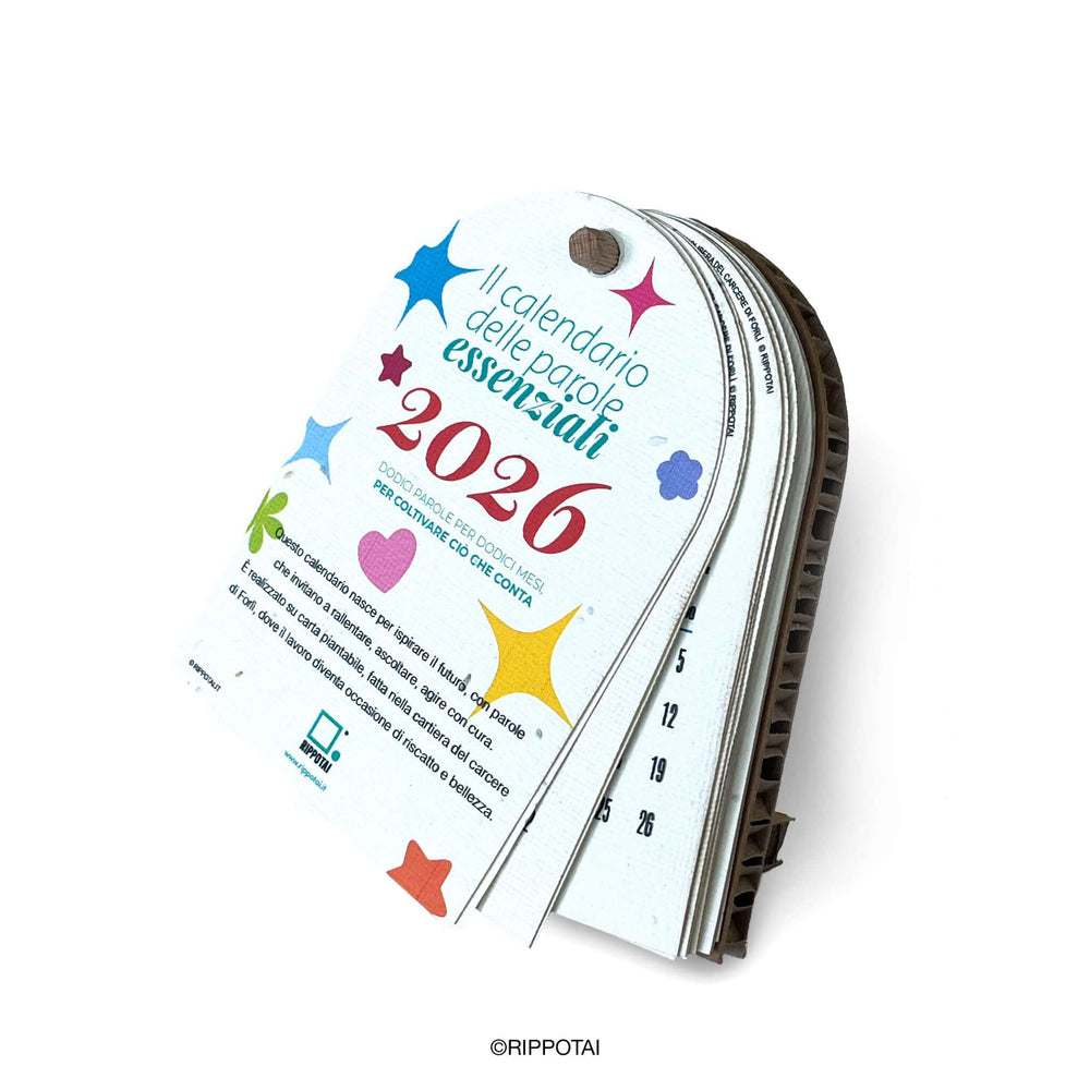 Calendario da tavolo in carta piantabile – Il calendario delle parole essenziali Rippotai