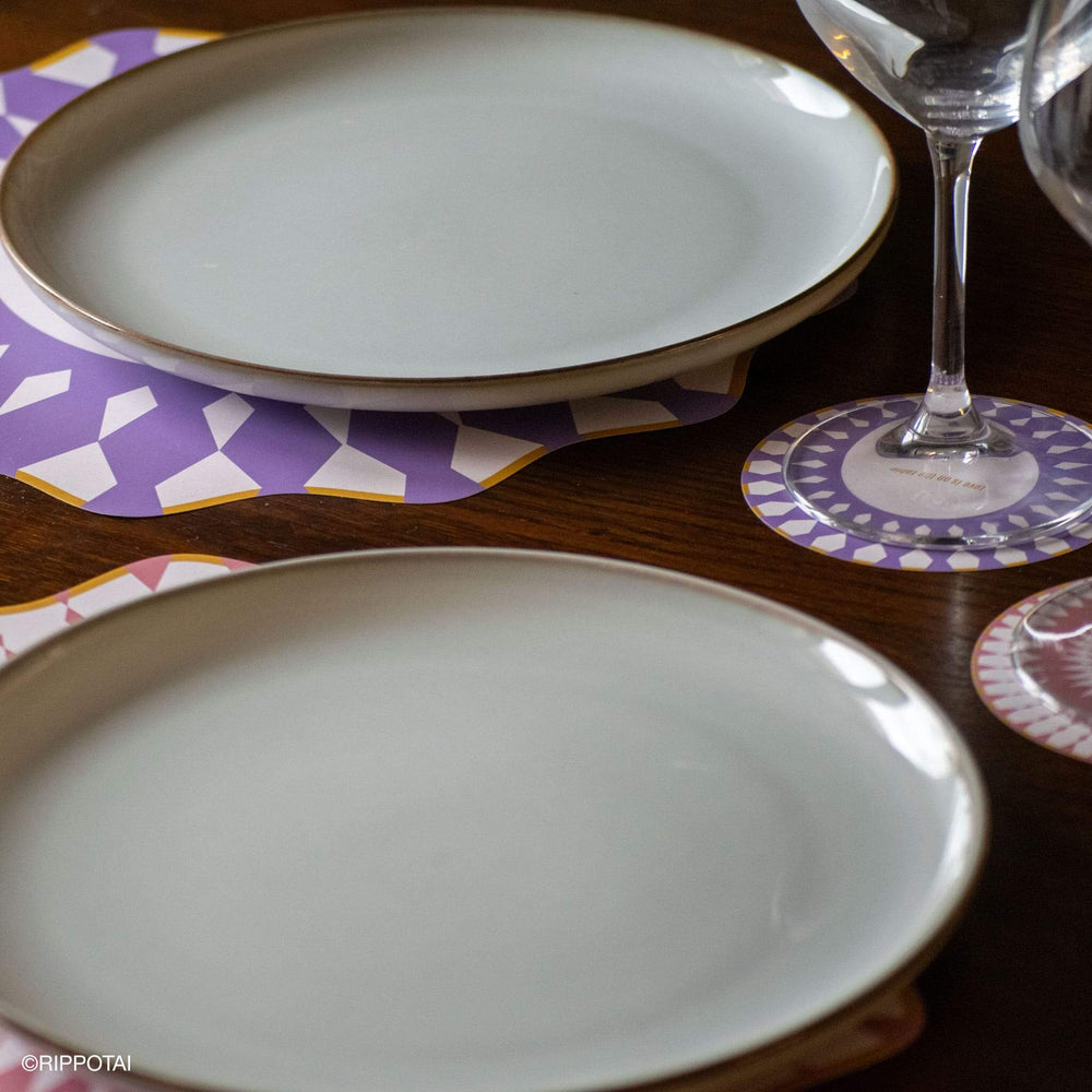 Sottopiatti Eleganti Purple Elegant in Carta Pulibile - Set 3 Sottopiatti + 3 Sottobicchieri
