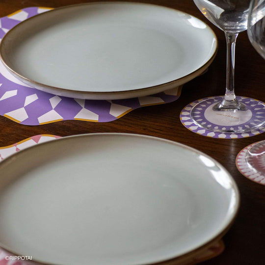 Sottopiatti Eleganti Purple Elegant in Carta Pulibile - Set 3 Sottopiatti + 3 Sottobicchieri