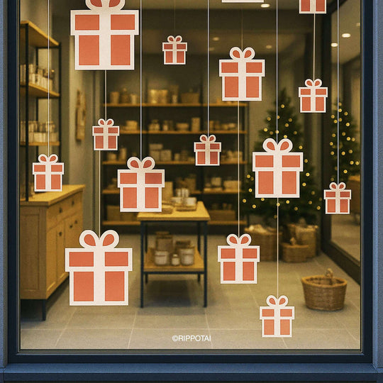 Christmas Cardboard Window Decorations – Gift Packages (Set of 4)