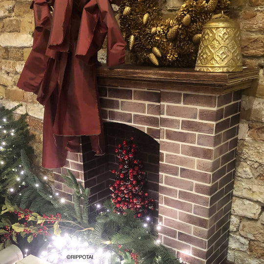 Eco-friendly cardboard fireplace for Christmas shop windows