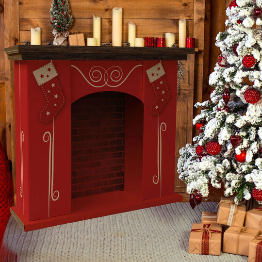 Eco-friendly cardboard fireplace for Christmas shop windows