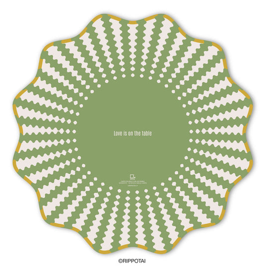 Sottopiatti Eleganti Victoria Verde Salvia - Set 3 Sottopiatti + 3 Sottobicchieri