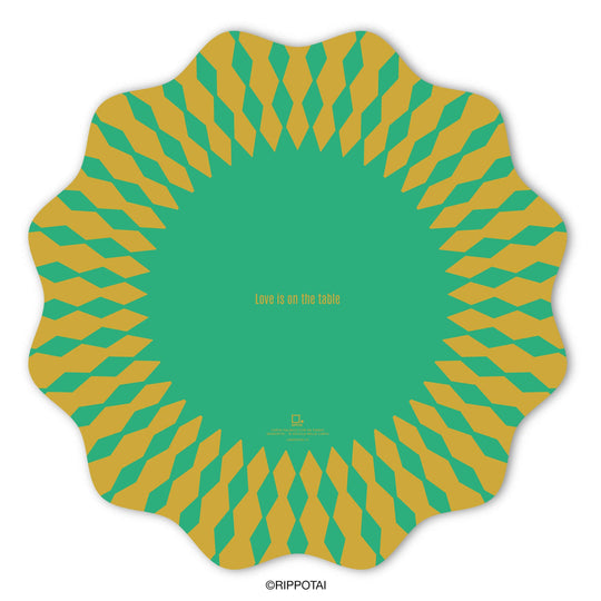 Sottopiatti Eleganti Green Sun Geometrici - Set 3 Sottopiatti + 3 Sottobicchieri