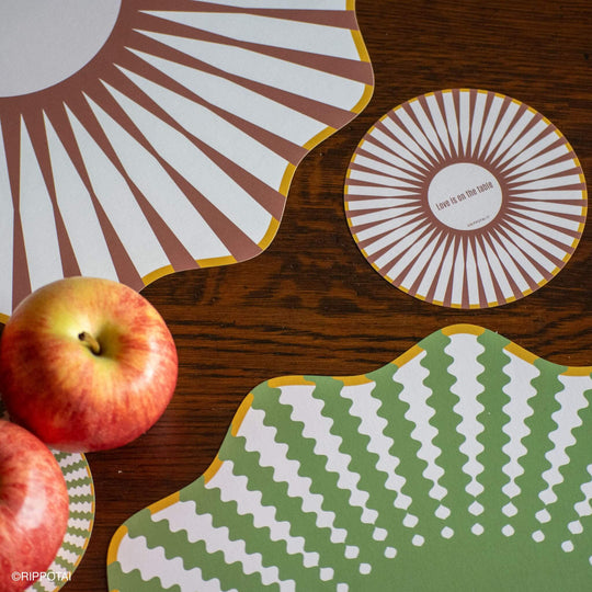 Sottopiatti Eleganti Elegant Brown in Carta Pulibile - Set 3 Sottopiatti + 3 Sottobicchieri