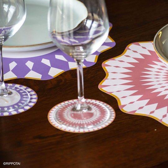 Sottopiatti Eleganti Pink Elegant in Carta Pulibile - Set 3 Sottopiatti + 3 Sottobicchieri