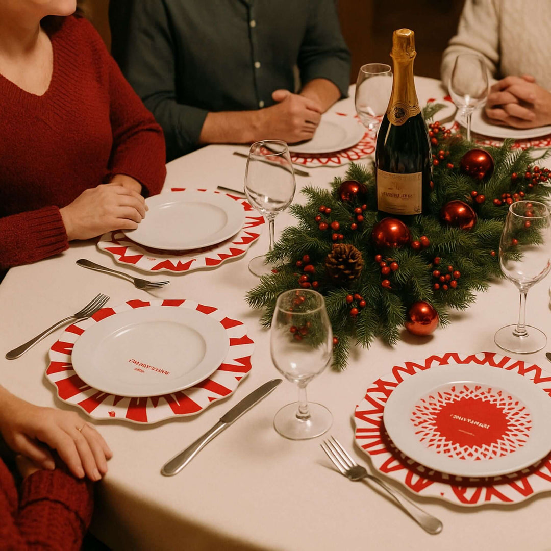 Sets de table de Noël en papier écologique lavable – Lot de 6 avec 3 motifs assortis
