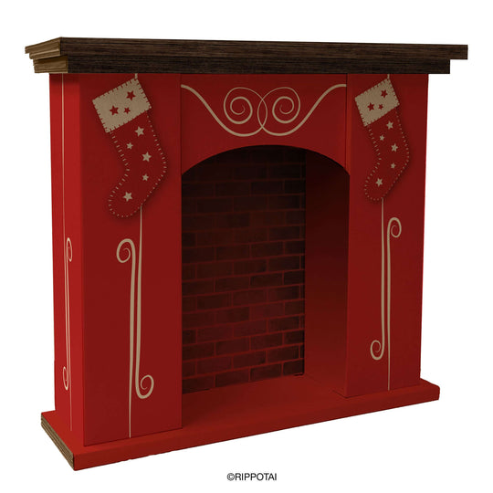 Eco-friendly cardboard fireplace for Christmas shop windows
