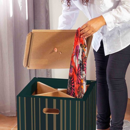 Pouf Contenitore ecosostenibile in Cartone  -  Chic Stripes