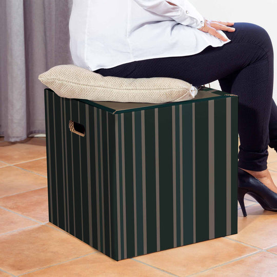 Pouf Contenitore ecosostenibile in Cartone  -  Chic Stripes