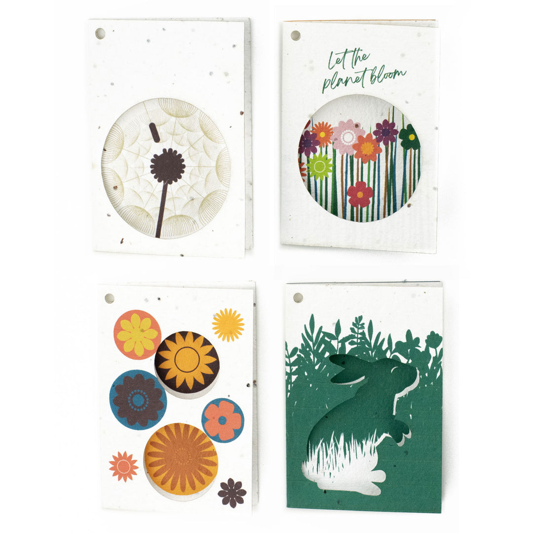 Cartes de vœux en papier à planter sur le thème du printemps – Lot de 8