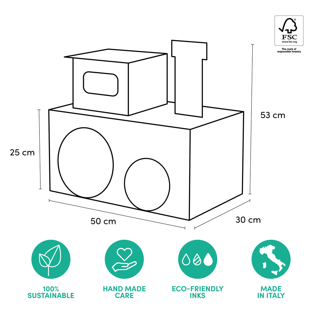 Eco-Friendly Cardboard Christmas Train – Customizable Locomotive and Wagons