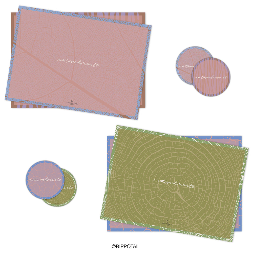 Sets de table en papier lavables et écologiques avec sous-verres assortis - Naturally