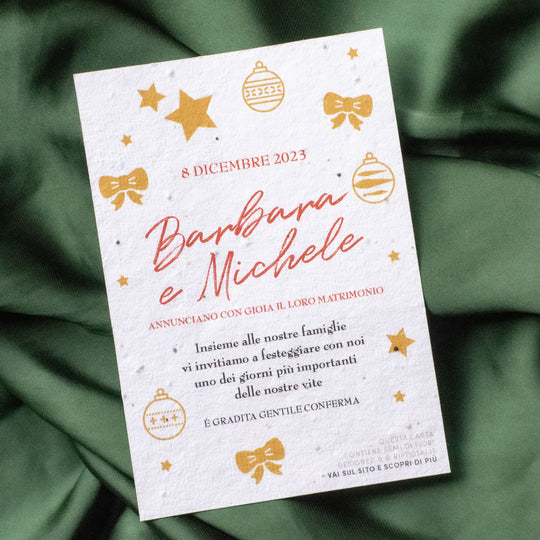 Set mit 8 weihnachtlichen Hochzeitseinladungen aus Halbpapier – Glam Christmas