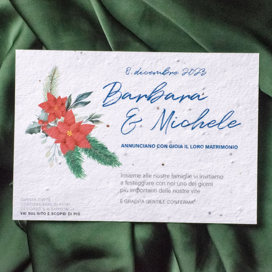Kit mit 8 Einladungskarten aus Halbpapier – Eine Hochzeit mit der Umwelt auch zu Weihnachten