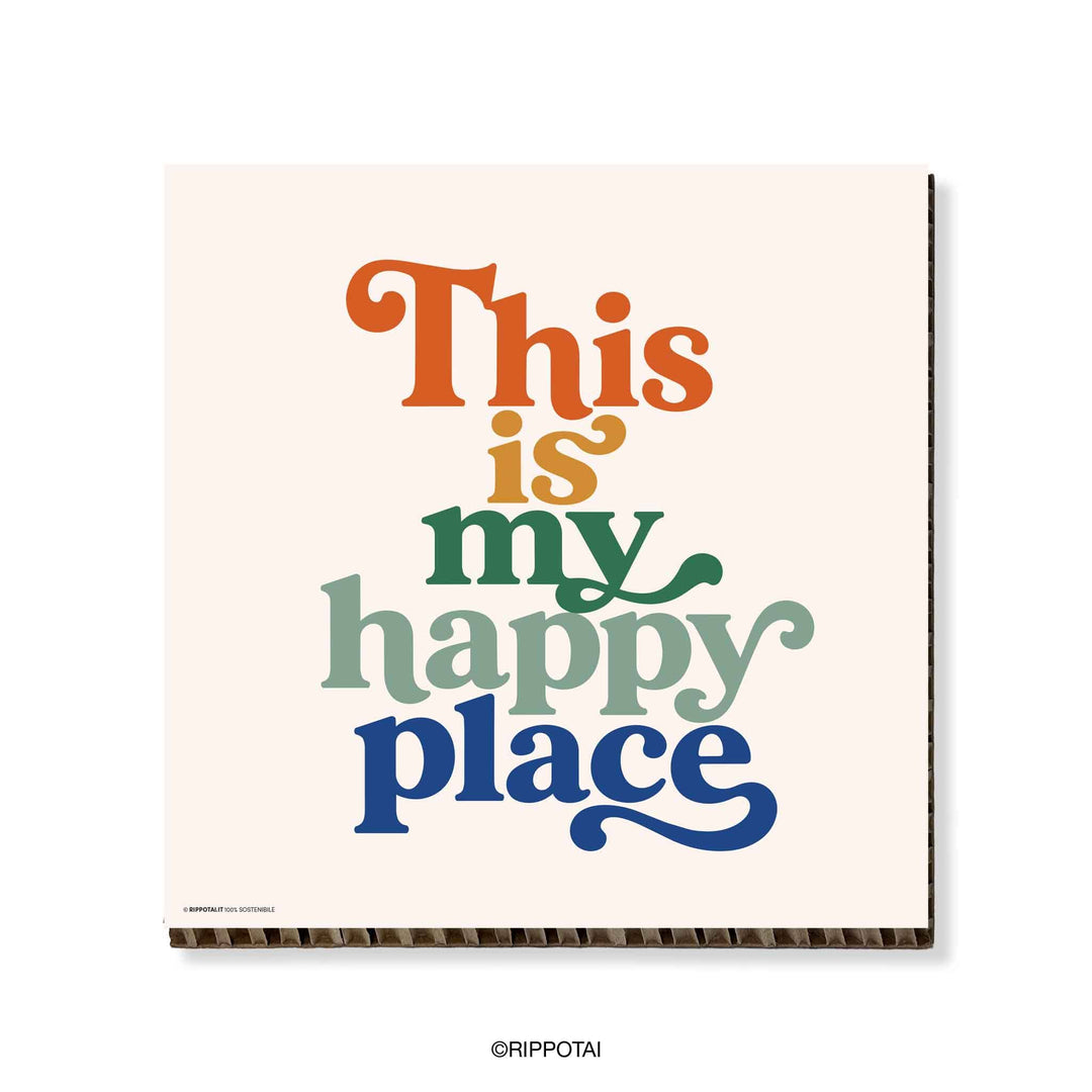Quadro con frase This Is My Happy Place 35x35 cm