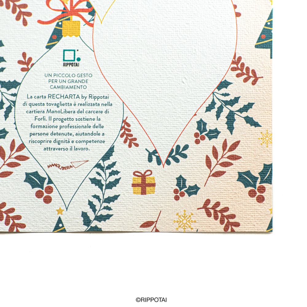 Sets de table en papier de Noël en Recharta – Lot de 3 sets de table écologiques et durables