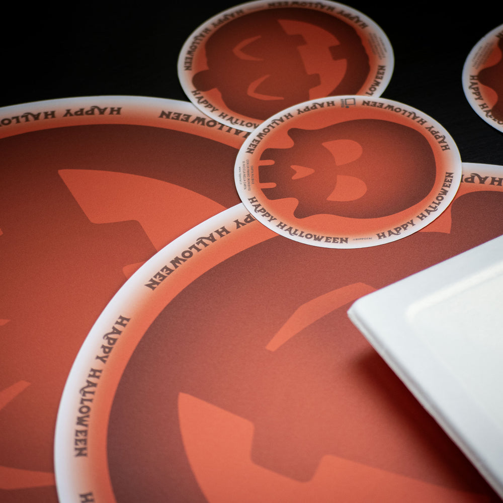 Sets de table en papier Halloween - Ensemble réutilisable et écologique avec sous-verres