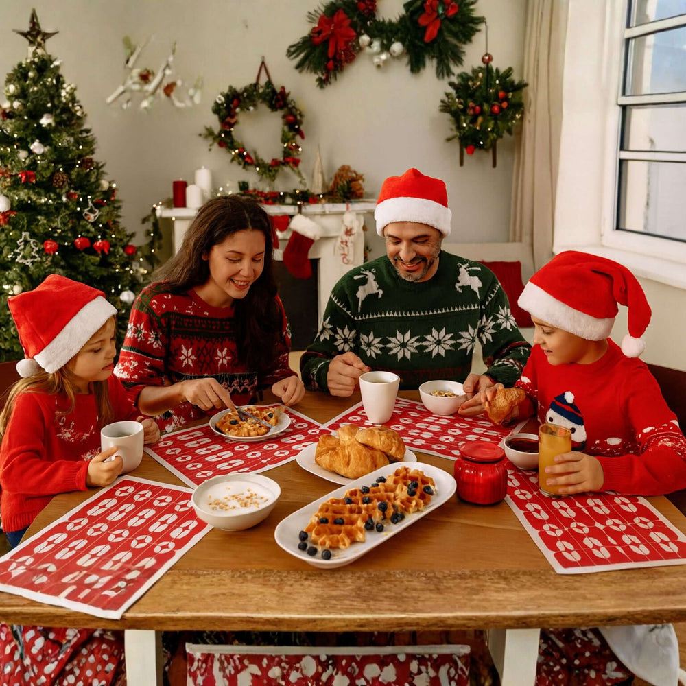 Eco-Friendly Wipeable Paper Christmas Placemats – Set of 4