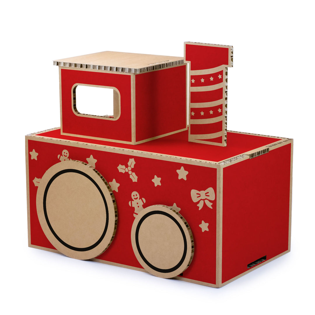 Eco-Friendly Cardboard Christmas Train – Customizable Locomotive and Wagons