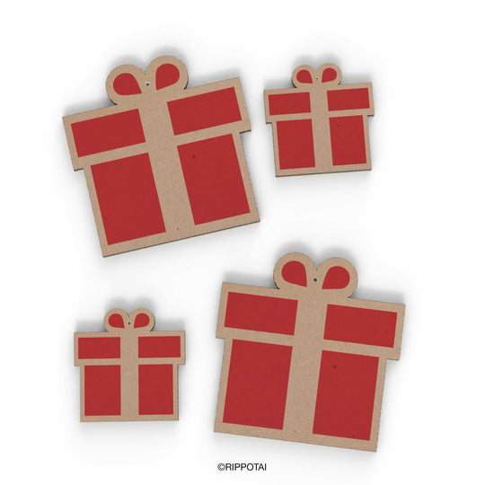 Addobbi vetrine natalizie in cartone – Pacchetti Regalo (set da 4)