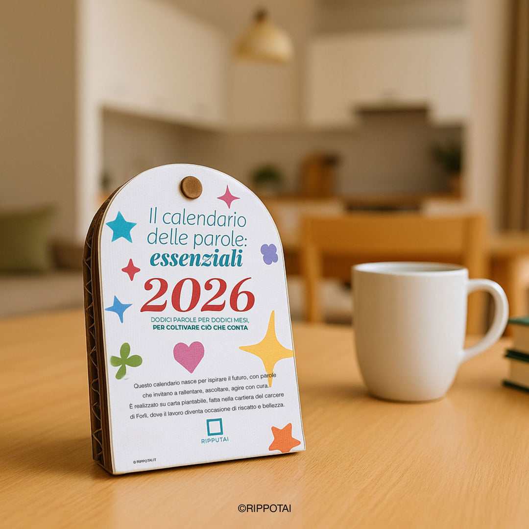 Calendario da tavolo in carta piantabile – Il calendario delle parole essenziali Rippotai
