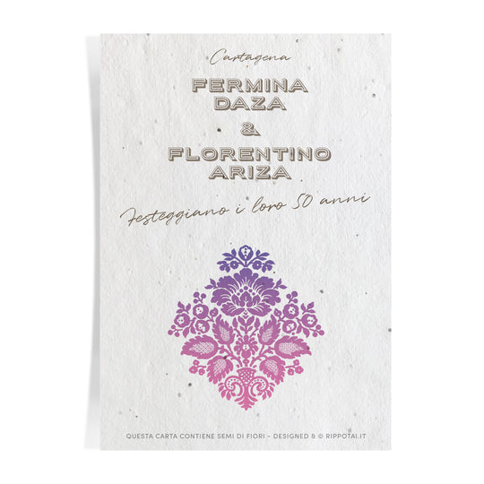 Set of 8 seed paper wedding invitations - Magic Moment