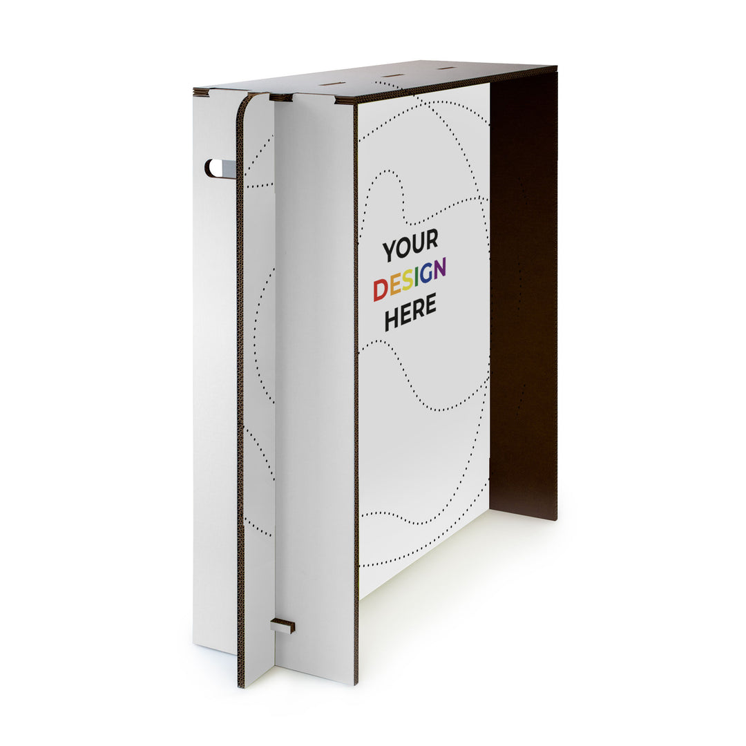 Banchetto promozionale in cartone ecologico personalizzabile per fiere ed eventi