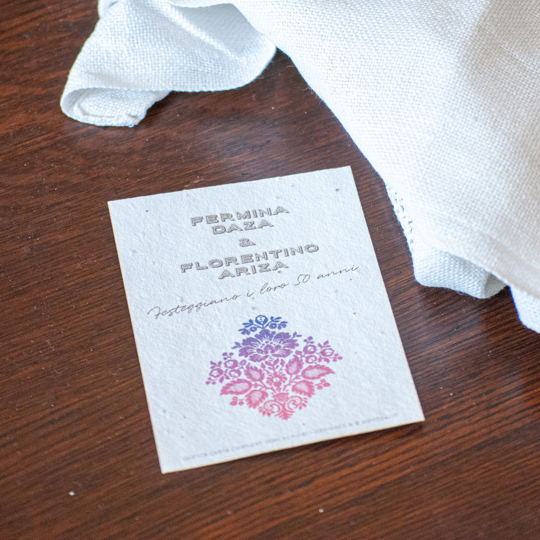 Set of 8 seed paper wedding invitations - Magic Moment
