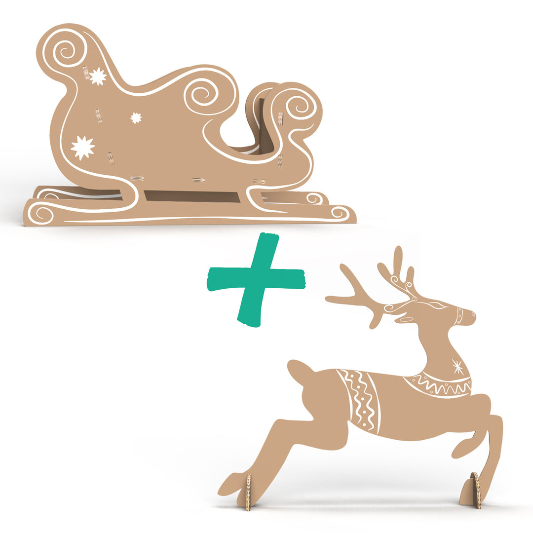 Traîneau de Noël et renne avec décoration ÉCONOMISEZ 40 € !