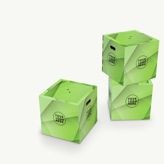 3 personalisierte Poufs aus FSC-Karton