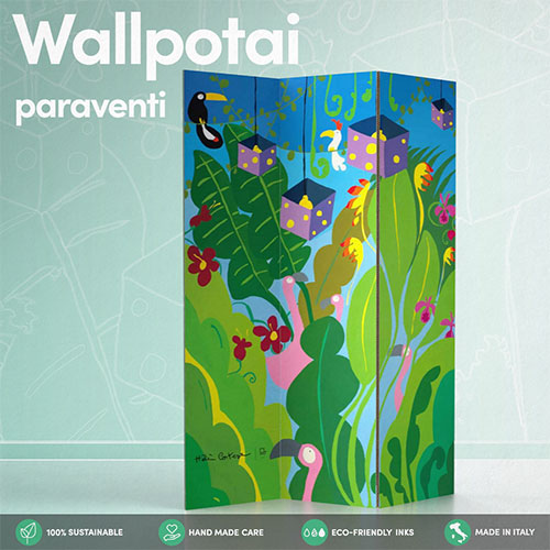 Screen, interior room divider in oriental style Wallpotai Ginkgo minimal