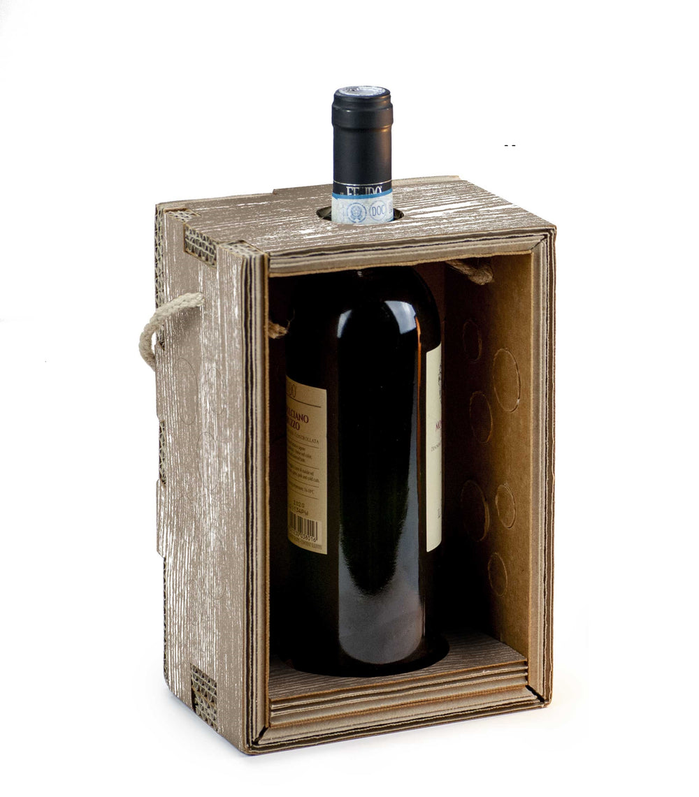 Porte bouteille qui se transforme en lampe éco-design - Lanterne Bulle Bois Blanc