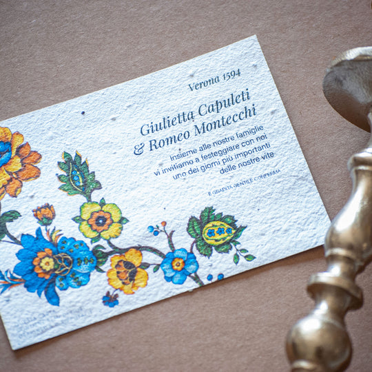 Set of 8 seed paper wedding invitations- romantic